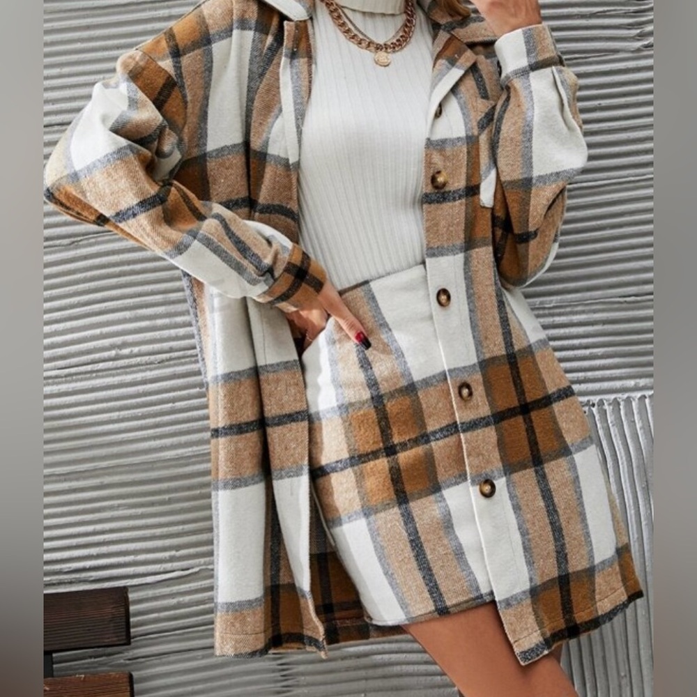 Brown Plaid Mini Skirt